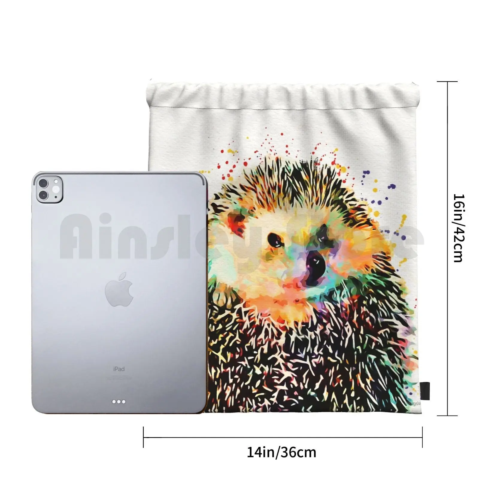 Забавный рюкзак с изображением ежика, сумки на шнурке, спортивная сумка, водонепроницаемая сумка с изображением ежика для детской комнаты, акварельные животные, детские красные, синие, зеленые