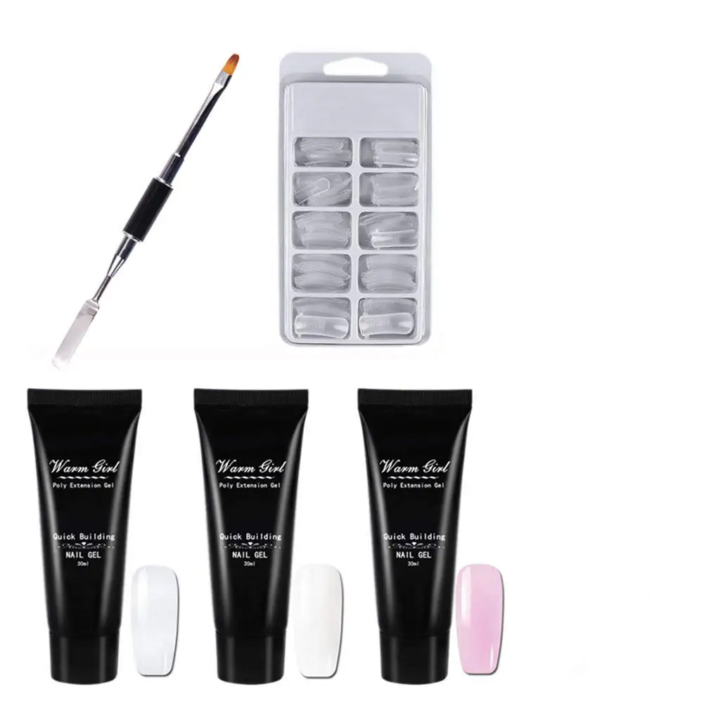 

5Pcs Poly Nail Gel Quick Builder Extension Tools Set Nail Mold Kit Tips&UV Gel Brush Nail Finger Extension