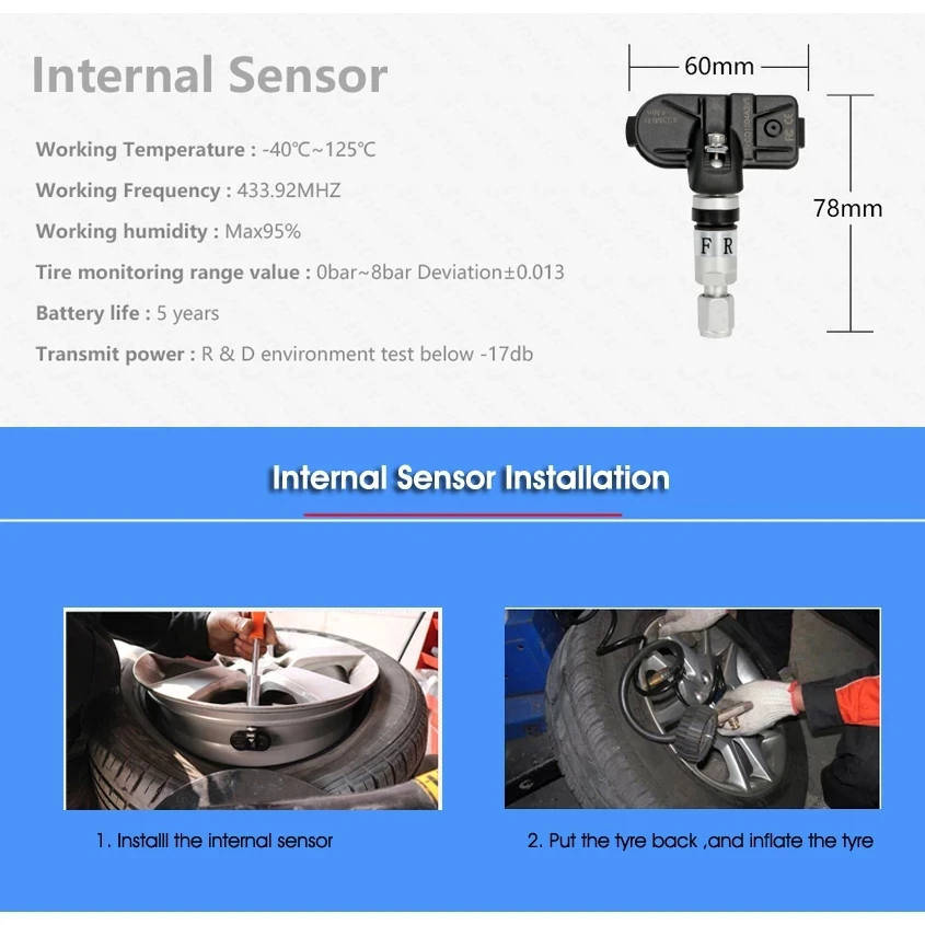 USB Android TPMS Car Tire Pressure Monitoring System Display Internal External Sensors For Car Radio Spare Tyre Pressure Alarm