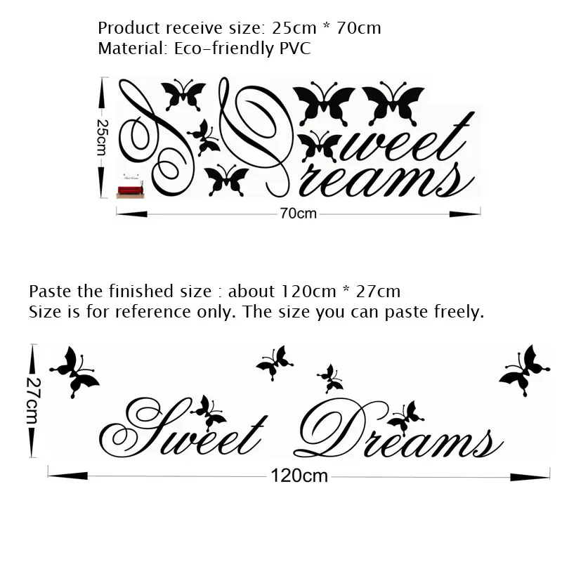 Sweet Dreams Wall Stickers Living Room Bedroom Decoration Mural Removable Baby Room Poster Creative Pattern Home Decor Wallpaper