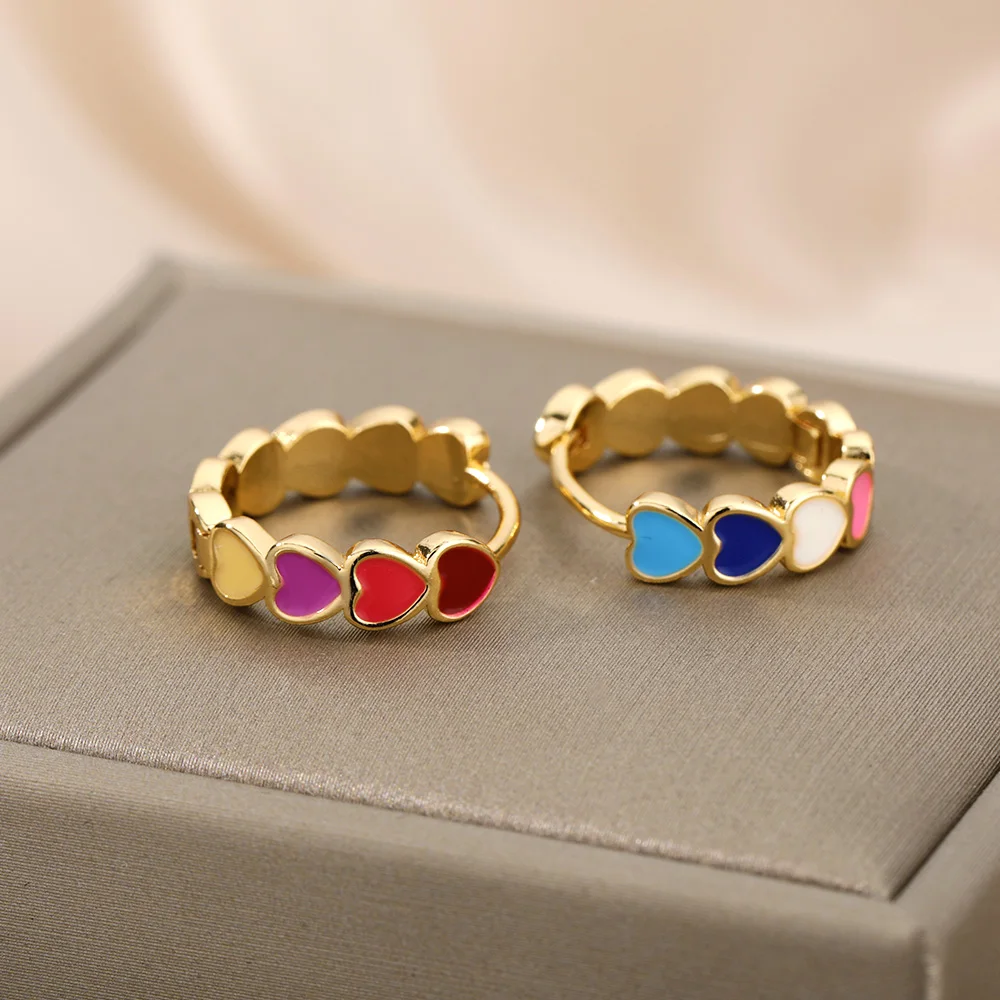 Colorful Heart Earrings For Women Stainless Steel Enamel Metal Heart Stud Earring Femme Party Valentine Boho Jewelry Gift 2025
