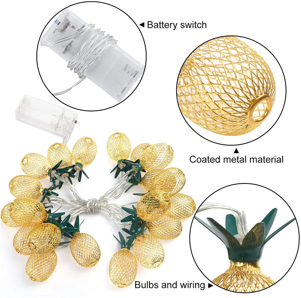 Pineapple Led Light Strings Garlands Battery Operated LED Lamp Holiday Party Garden Decoration Fairy Lights Holiday lighting