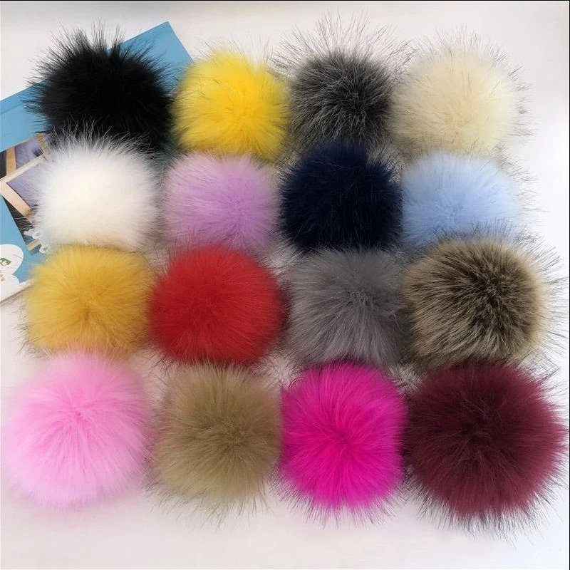 12CM Imitation Rabbit Fur Ball Pompom Fur Hat Ball DIY Handmade Hat Bag Charms Pendant Keychain Decoration Accessories