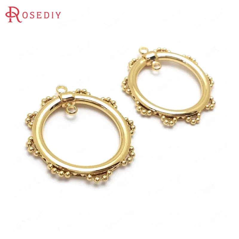 

(C949)6 pieces 30x28mm High Quality Gold Color Brass Round Earrings Connector Charms Diy Jewelry Findings Accessories