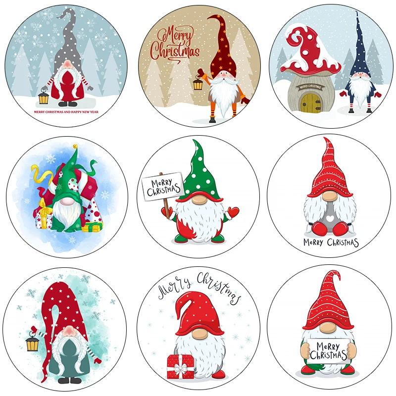 Cute Cheerful Gnome with Merry Christmas Stickers Xmas New Year Gift Decoration Sticker Packaging Stationery Sticker  Seal Label