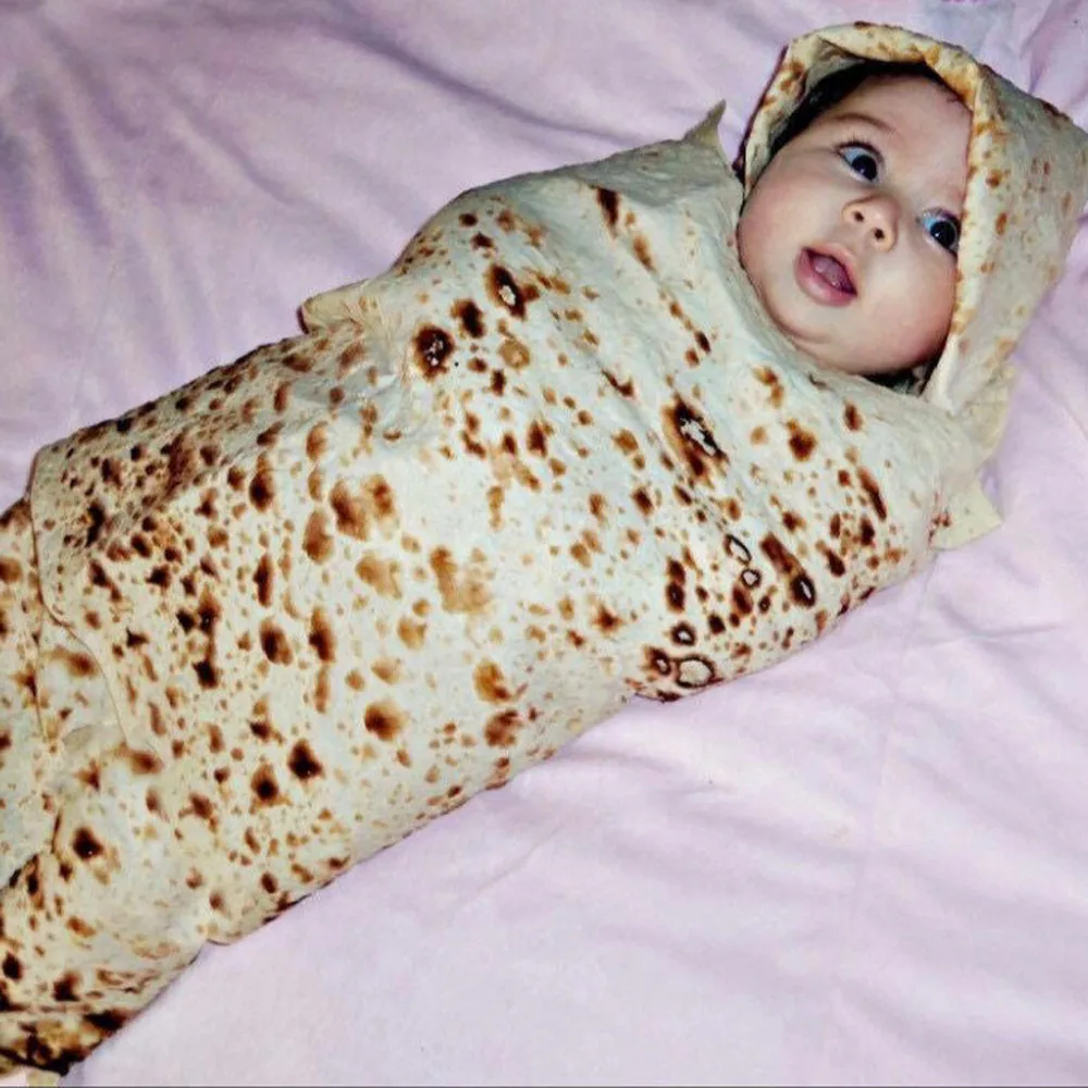 Baby Blanket+ Hat Burrito Baby Flour Tortilla Swaddle 100% Cotton Flannel Blanket Sleeping Swaddle Wrap For Baby Sleep