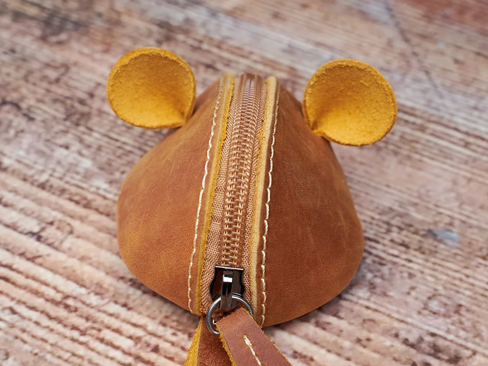 Vintage Mini Geldbörse Echtes Leder Kleine Geldbörse Männer Frauen Braun Mode Niedliche Maus Aufbewahrungstasche Trend Reißverschlusstasche NUPUGOO – Detail 10