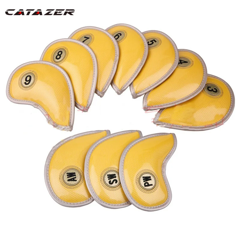 

Golf Iron Cover 10pcs Yellow Crystal Pu Waterproof and Dirt-resistant Material Iron Rod Cover Protective Cover