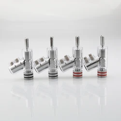 4pcs Audiocrast Rhodium Plated Self-Locking Speaker Cable Banana Plug Connector Audio Amplifier Y-Shaped Gun Type Banana Adapter