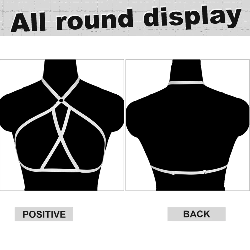 White Fashion Harness Bra Tops Fetish Waist Belt Punk Goth Sexy Lingerie Suspender Body Pole Dance Rave Festival clothing Garter