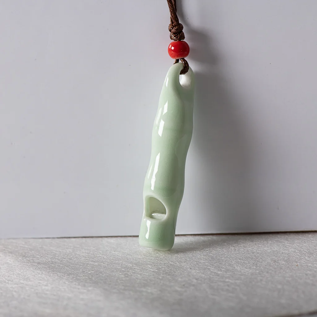 Ceramic Bamboo necklace with Whistle Pendant Children Gift retro accessory jewelry #FY528