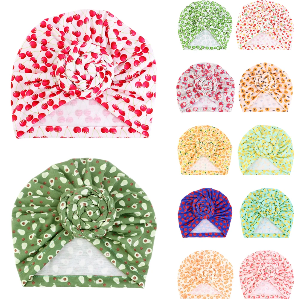 2024 New Summer Baby Turban Hat Print Toddler Beanie Baby Hat for Girls Accessories Infant Bonnet Kids Cap for Boy Newborn Hats