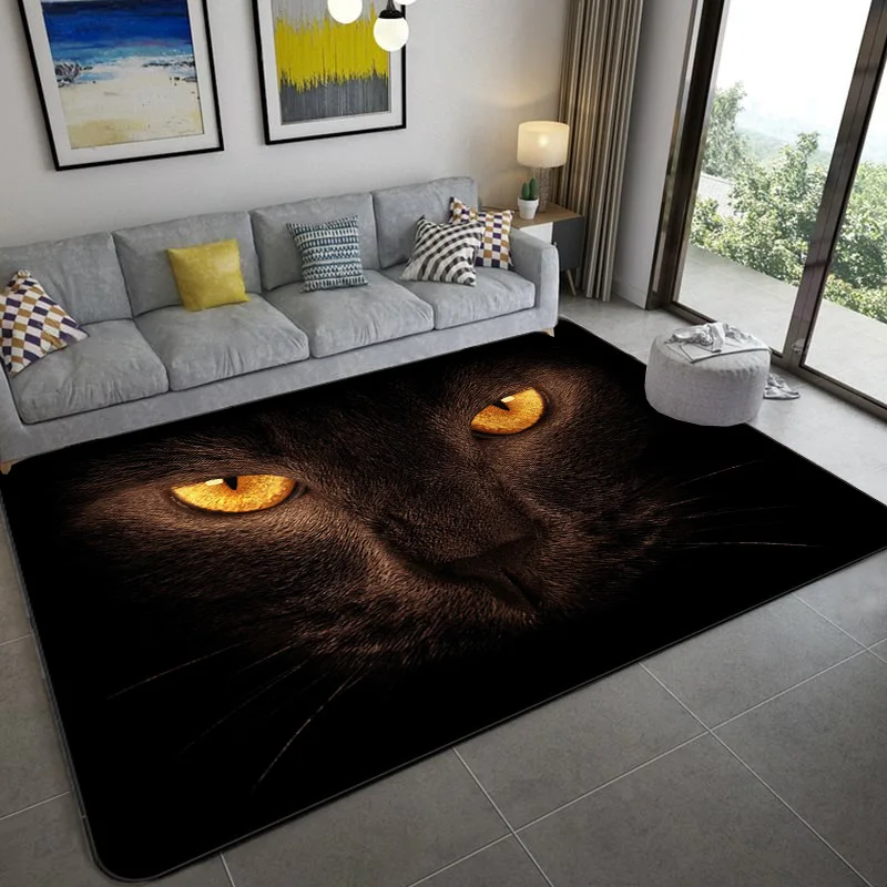 

Cartoon Animal Eyes Pattern Rug Flannel Fabric Soft Carpets For Living Room Bedroom Anti-slip Floor Mat kitchen Water Absorption