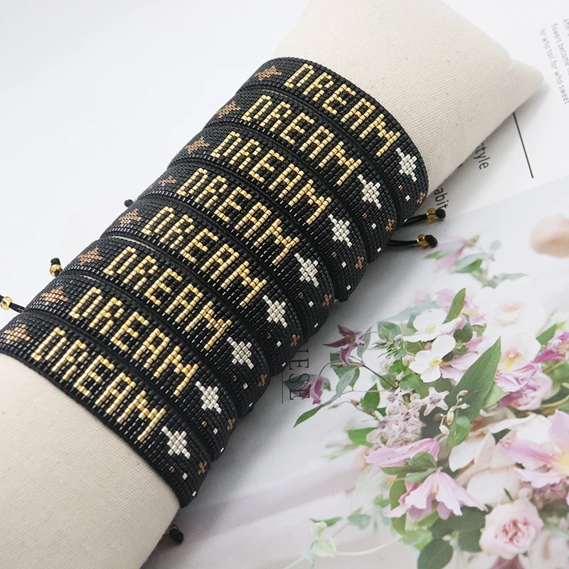 ZHONGVI Boho Miyuki Beaded Bracelet Letter-DREAM Design Bracelets Jewelry For Women Fashion Wide Pulseras Accessories Wholesale