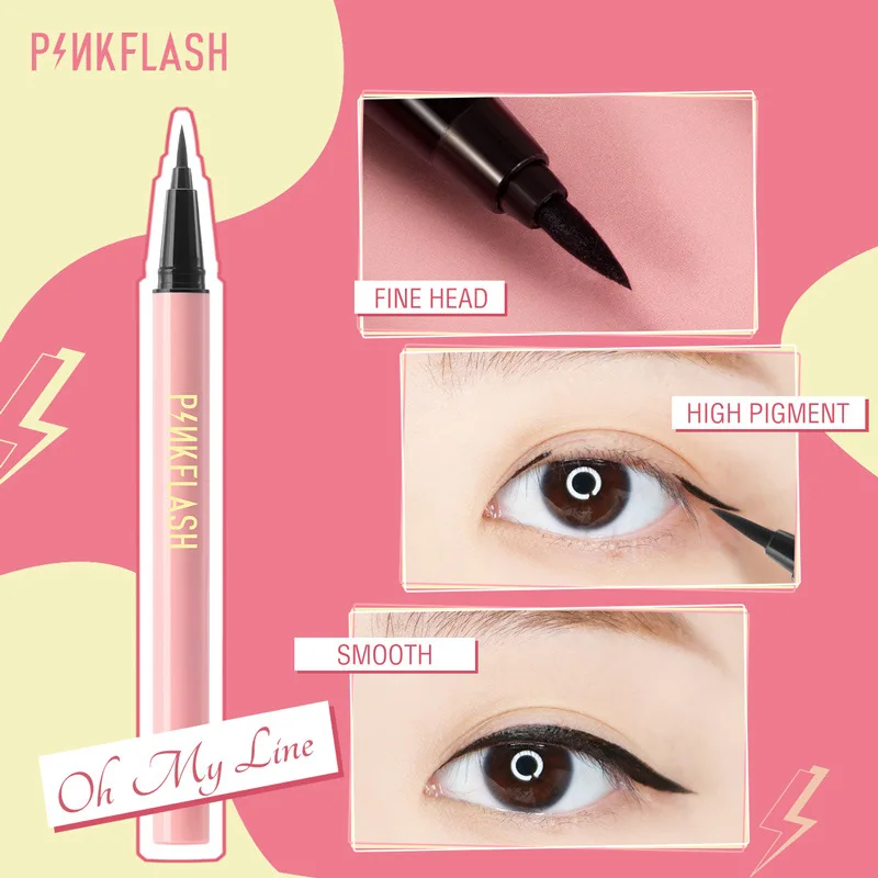 PINKFLSpatule-Eyeliner noir waterproof à séchage rapide, stylo de maquillage liquide, pigmenté uniformément, longue durée, TSLM1