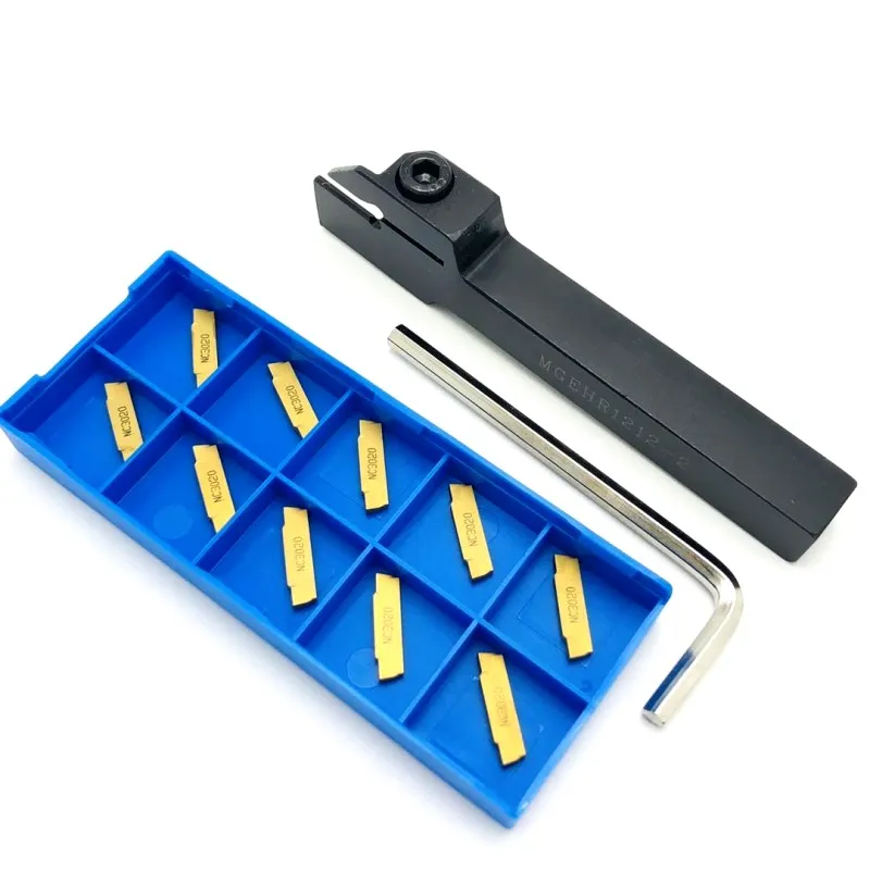 Portaherramientas de ranurado externo, insertos de torneado de carburo, juego de herramientas de inserción, MGEHR1010, MGEHR1212, MGEHR1616, MGEHR2020, MGEHR2525, 10 Uds.