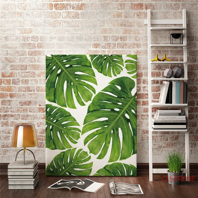 Tropical Banana Leaf Canvas Painting Fresh Palm Leaves Nordic Green Plant Poster Greenery Wall Picture Room Decoration No Frame