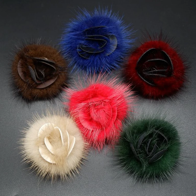 Autumn and winter new style plus buckle needle clothing mink hair flower brooch sweater coat decoration high-end jewelry corsage