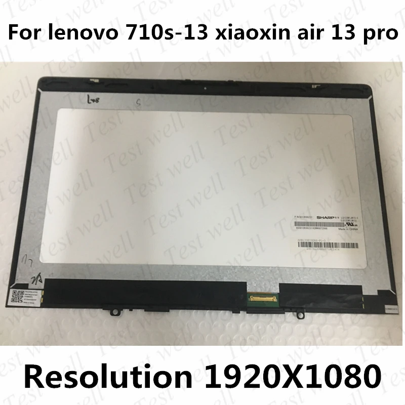 Original replacement of LCD Screen Assembly with front glass and frame For Lenovo 710s xiaoxin air13 pro LQ133M1JW15-E 1920*1080