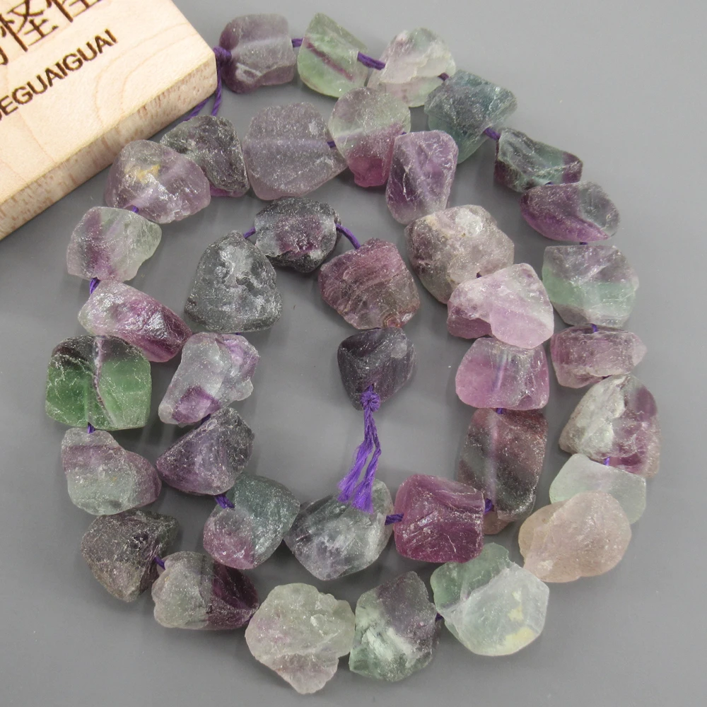 APDGG Natural Purple Fluorite Freeform Rough Nugget Gemstone Loose Beads 15.5\