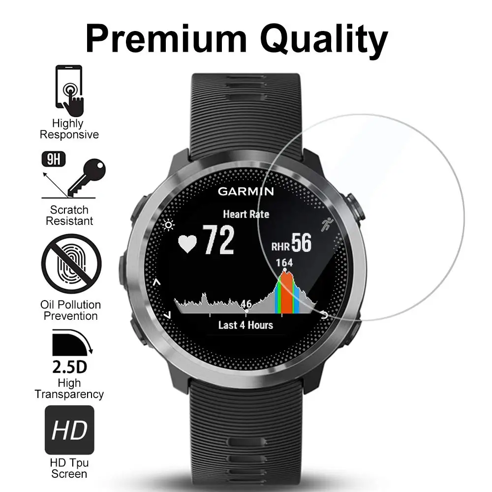 1/4Pack For Garmin Forerunner 645 0.3mm Clear Tempered Glass Screen Protector Anti-Scratch Smartwatch Film For Garmin 645 Music