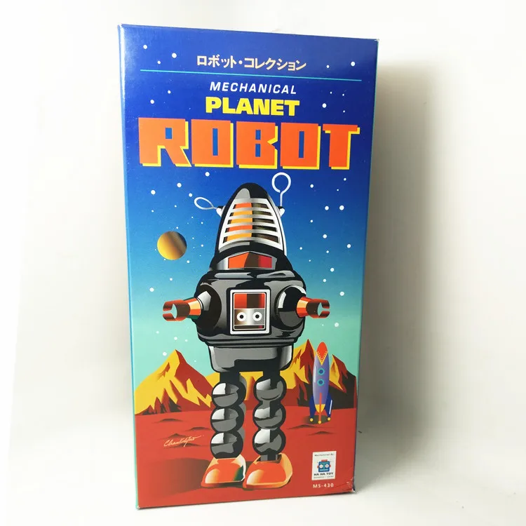 [Grappige] Volwassen Collectie Retro Wind Up Speelgoed Metalen Tin Ruimte Mechanische Planeet Bullet Robot Clockwork Toy Figures Model kids Gift