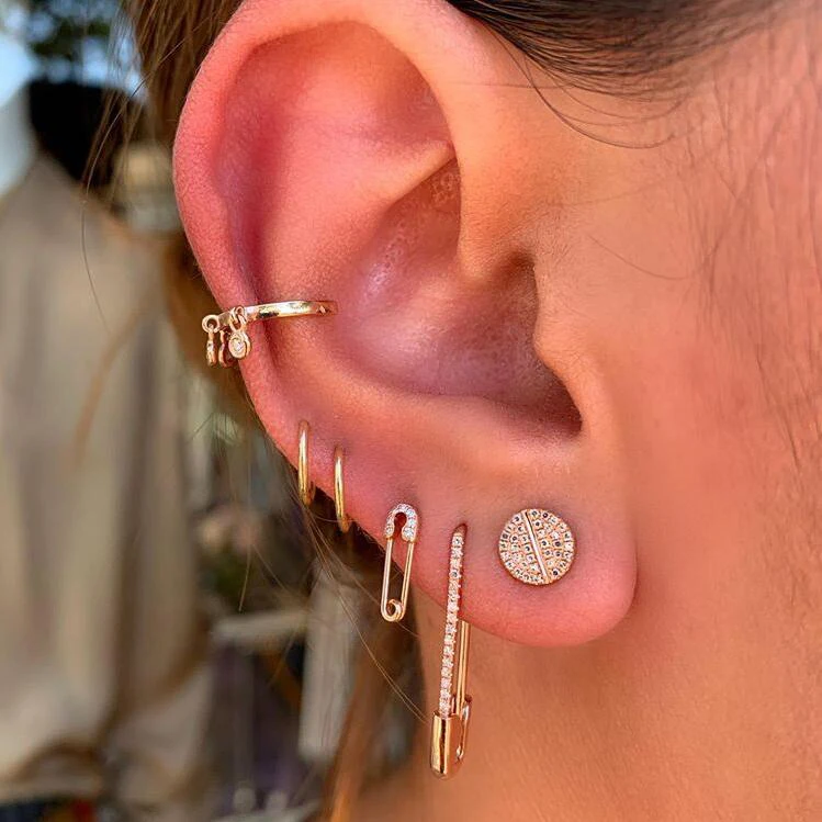 2025 موضة جديدة للحفلات الشرير تصميم جديد الذهب اللون دبوس أمان ثقب أقراط أنيقة المرأة سيدة حساسة صغيرة حلية مجوهرات #2