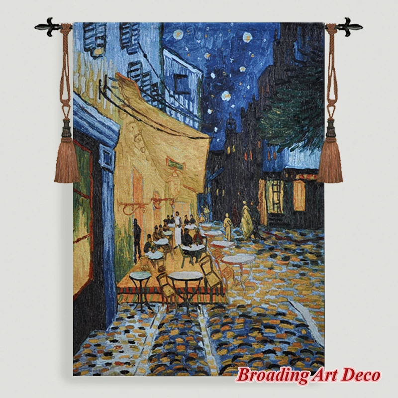 

Van Gogh Night Cafe Jacquard Weave Tapestry Wall Hanging Gobelin Home Art Textile Decoration Aubusson Cotton 100% Size 139x99cm