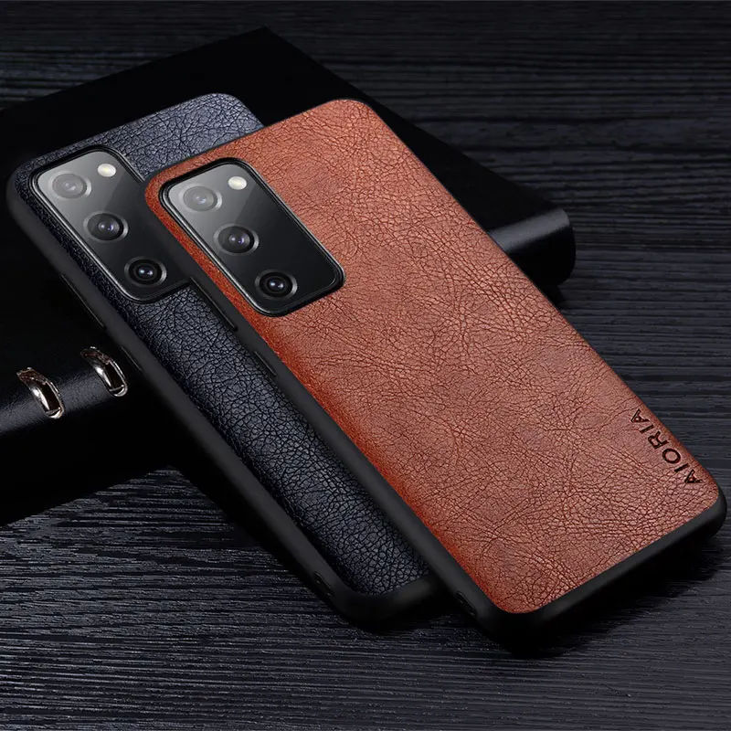 Leather Case For Samsung Galaxy S21 S20 Plus Ultra FE 5G Luxury Retro Litchi Pattern Soft Cover For Samsung S22 S20 S21 FE Case