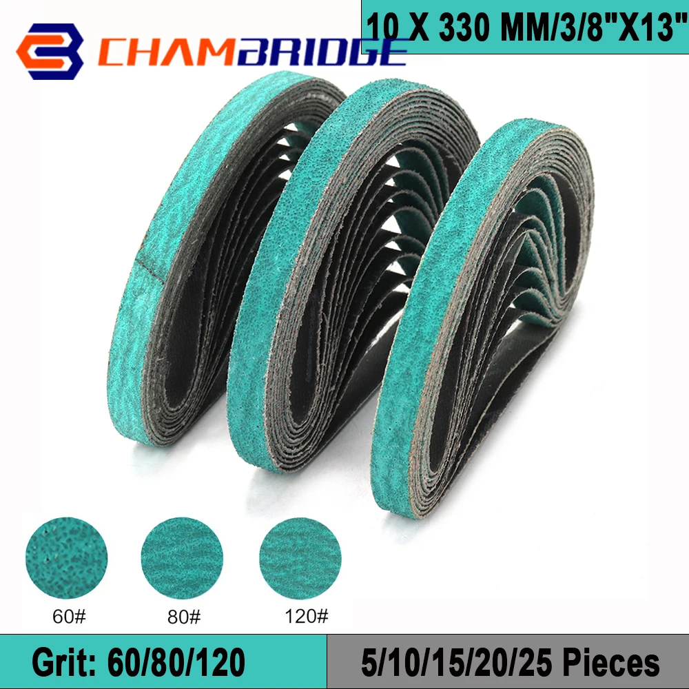 10x330mm 3/8"x13" Sanding Belts Sander Abrasive Belt Tool for Wood Furniture Metal Grinding Polishing Grit 60/80/120