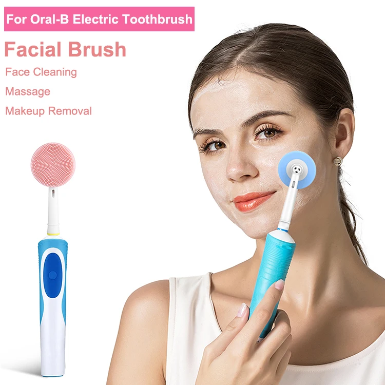 Toothbrush Heads+Silicone face brush Facial Cleansing Brush Head Suit For Braun Oral-B Pro 550 1000 3000 2000 9000 9100 9400