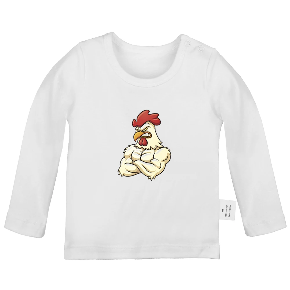 Cute Funny cartoon Farm Yard Angry Chicken Planet Design Newborn Baby T-shirts Toddler Graphic Solid Color Long Sleeve Tee Tops