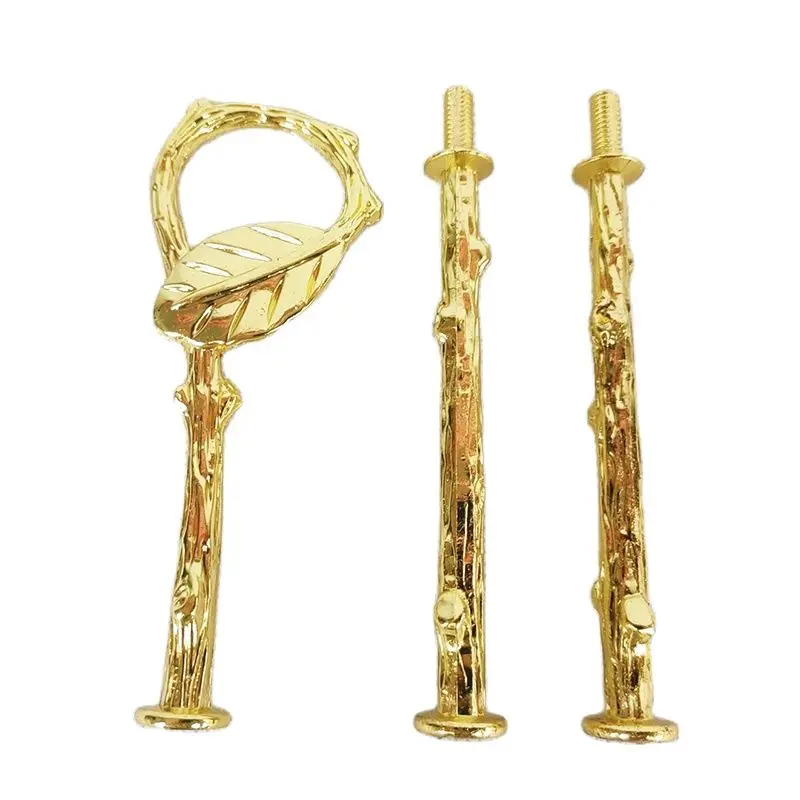 (10 Pcs) 2Tiers Blad Stijl Goud Zilver Kleur Cake Stand Handvat Verjaardag Bruiloft Cup Cake Dessert Stand - afbeelding 2