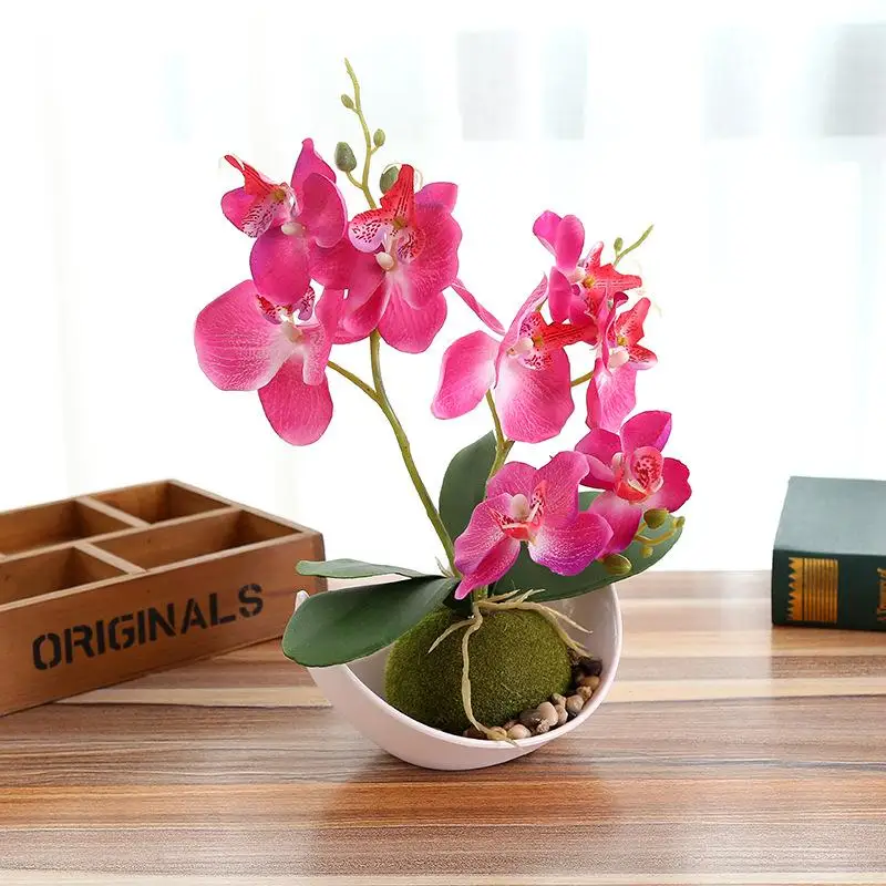 Trigeminal Phalaenopsis Artificial flowers wedding decoration Bonsai (with pots) Creative ornaments Artificial Plant pots FZ301