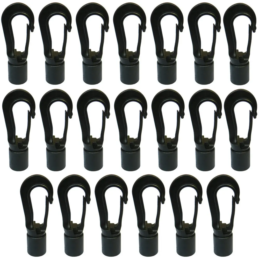 20Pcs 5mm Bungee Shock cord Quick Connect hooks hanging Ends Clip for Kayak Canoe Boat Dinghy Rib DIY Elastic Cord rope