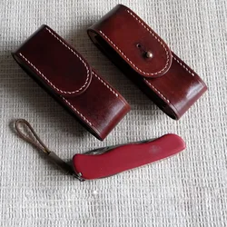 Handmade Leather Belt Pouch Vegetable Tanned Leather Protective Case for 111mm Victorinox Workchamp Swiss Army Knife MOD