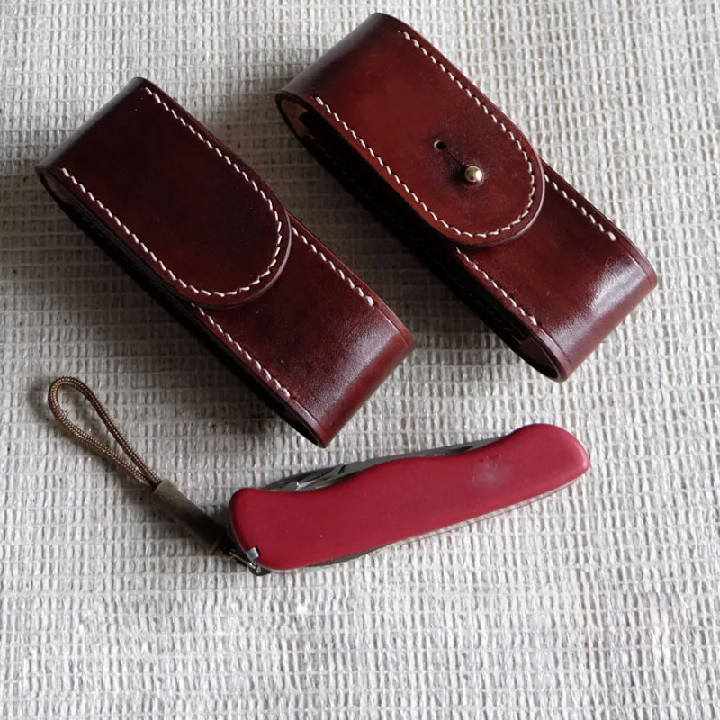 Vegetal Bronzeado Couro Estojo Protetor Handmade Belt Pouch Apto para Victorinox Workchamp Canivete Suíço Mod 111 mm