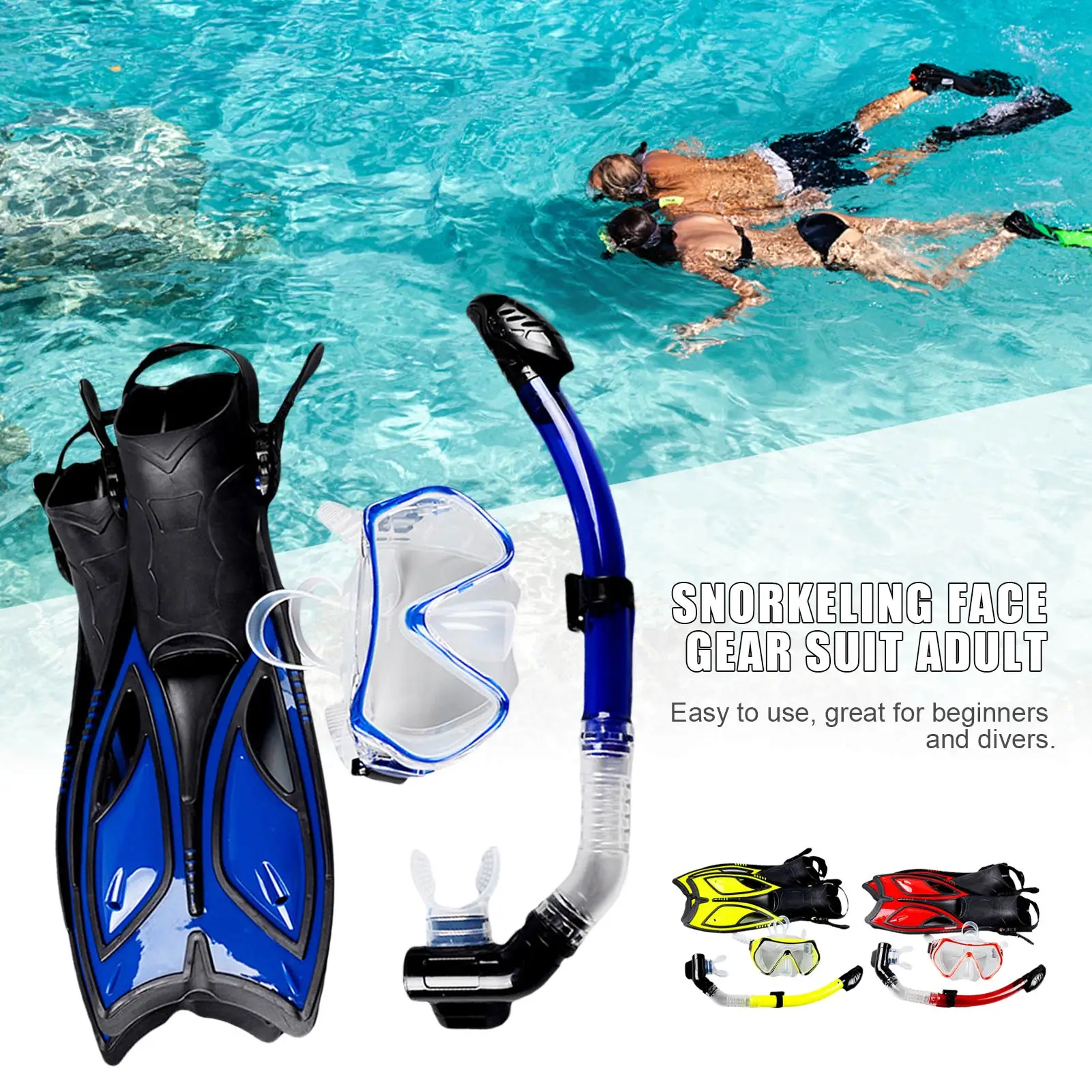 Anti-fog Diving Set Silicone Mask Swimming Fins Dry Top Snorkel Quick Dry Gear For Beginners Divers Swimming Equipment