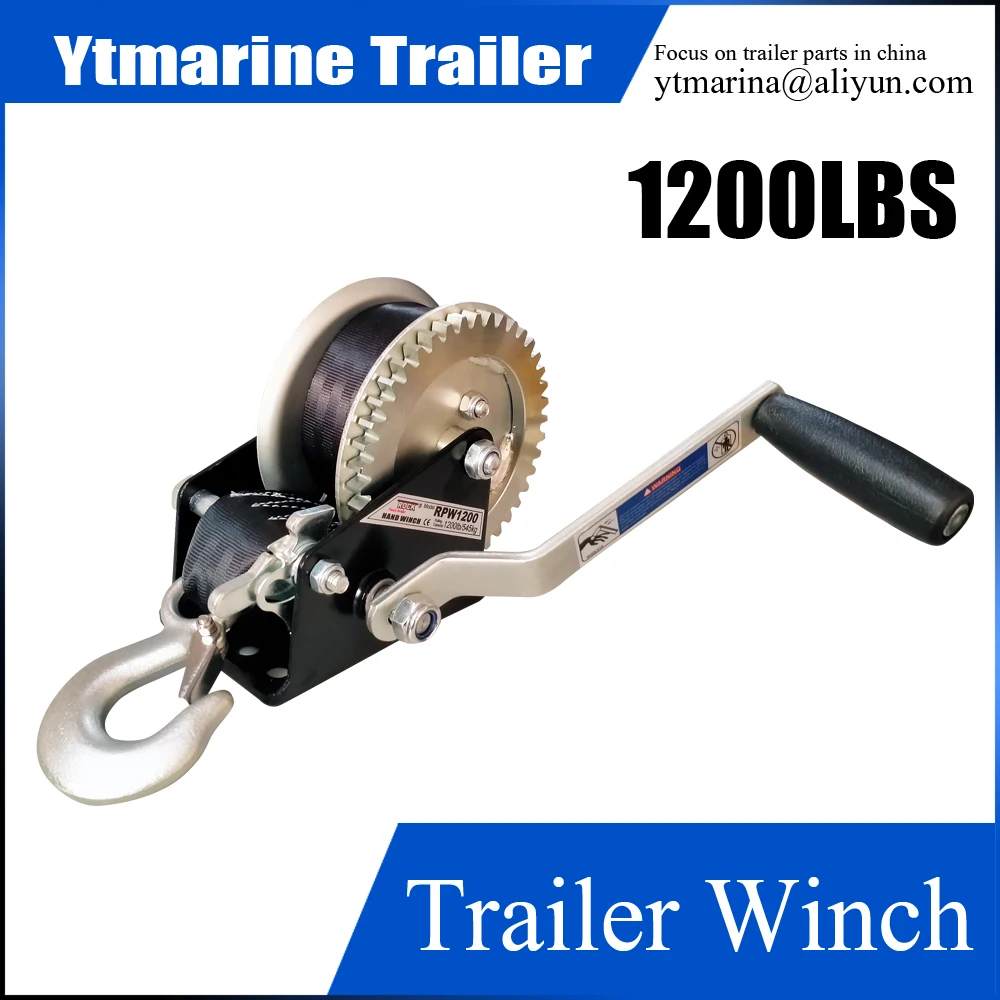 

Hand-Crank Marine Winch 26FT. includ Nylon Strap and hook for Boat Trailer 1200LBS