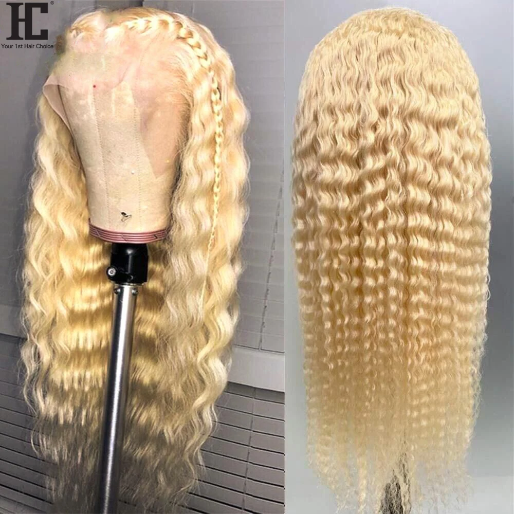 613 Blonde 13x4 Lace Front Wig Brazilian Deep Wave Pre Plucked Lace Frontal Human Hair Wigs Remy Transparent Lace Front Wig 150%