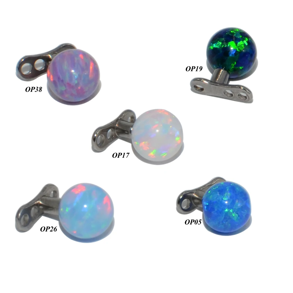 Titanium&Steel Opal Bead Ball Top Micro Dermal Anchor Skin Diver Dermal Piercings Surface Piercing Stud Body Piercing Jewelry