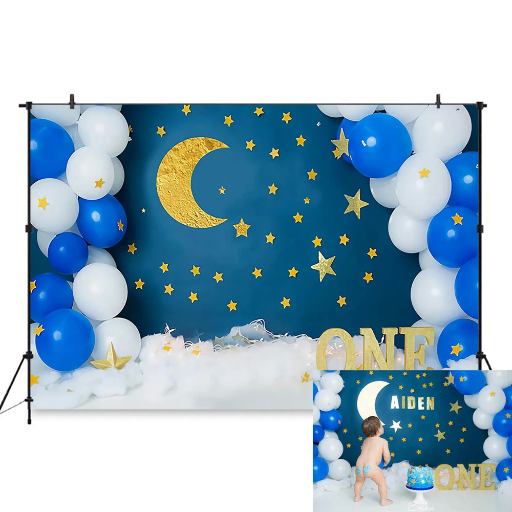 사진을 위한 신생아 첫 번째 생일 배경, 핑크 블루 풍선 장식, 소년 소녀 아이 케이크 스매시 소품 사진 스튜디오, 아기 배경