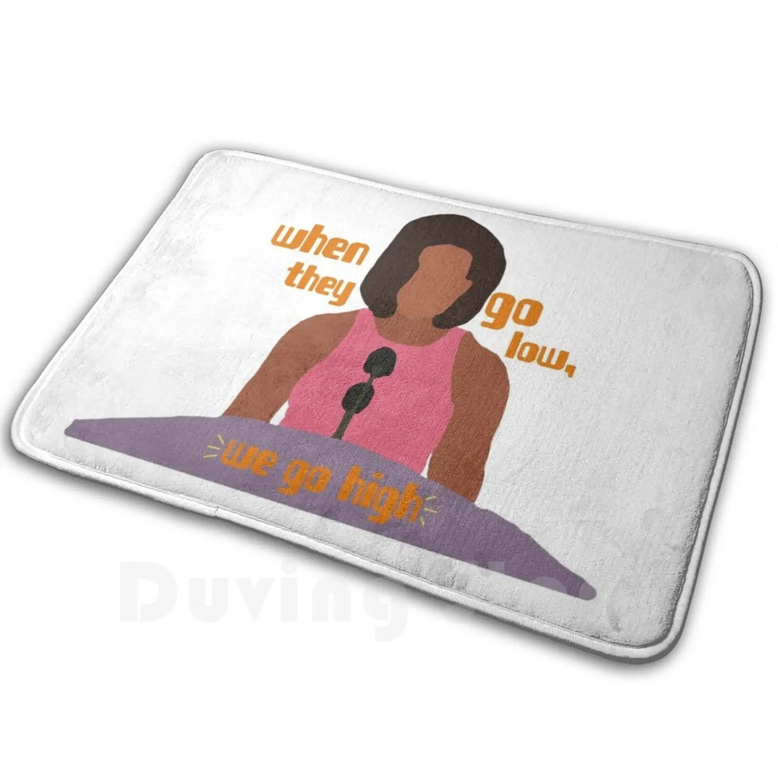 Michelle Obama , Silhouette Mat Rug Carpet Anti-Slip Floor Mats Bedroom Michelle Obama When They Go Low We Go High Activist