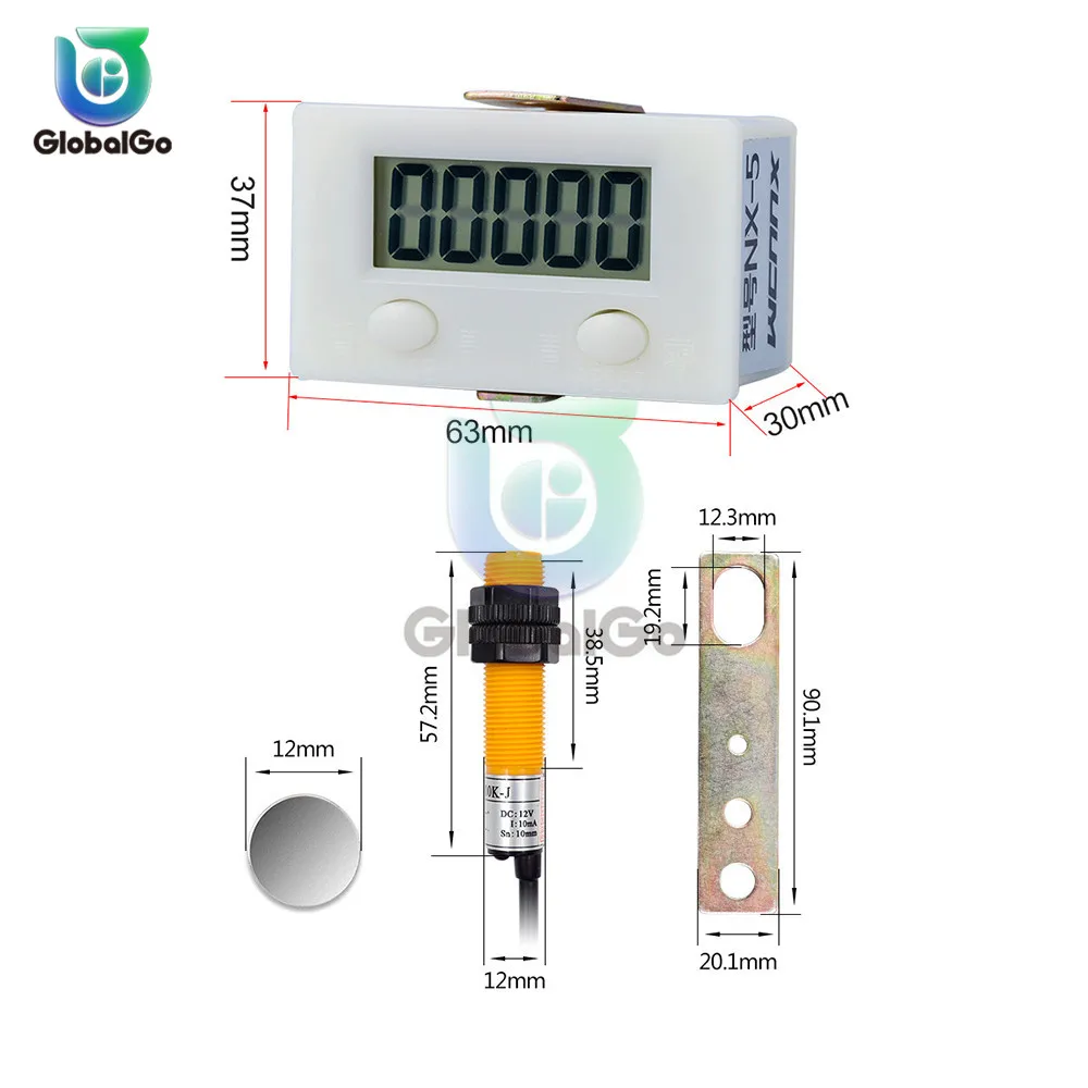 Magnetic Induction LCD Digital Display Counter 0-99999 Industry Magnetic Proximity Sensor Switch Reciprocating Rotary Counters