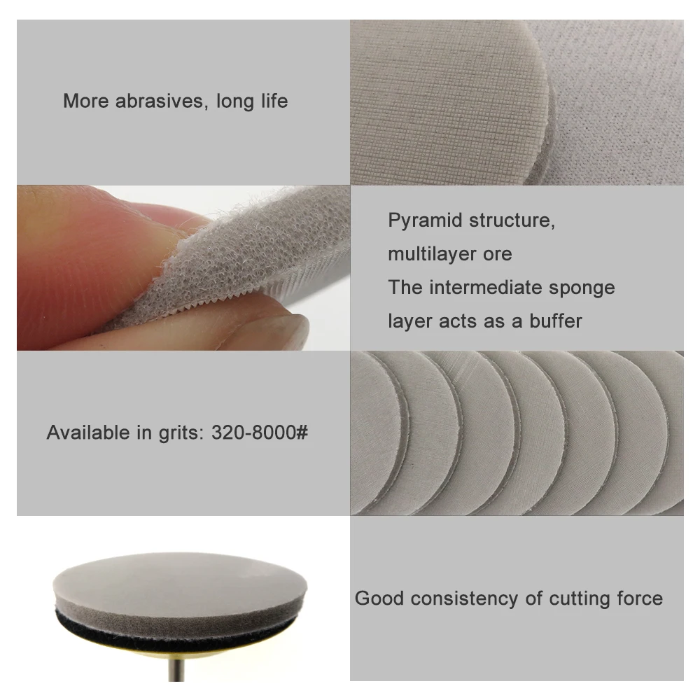 3 Inch 75mm Sponge Sanding Disc Sandpaper  Hook  Loop Wet Dry 320-8000 Grits for Car Phone Jewelry Polishing & Grinding