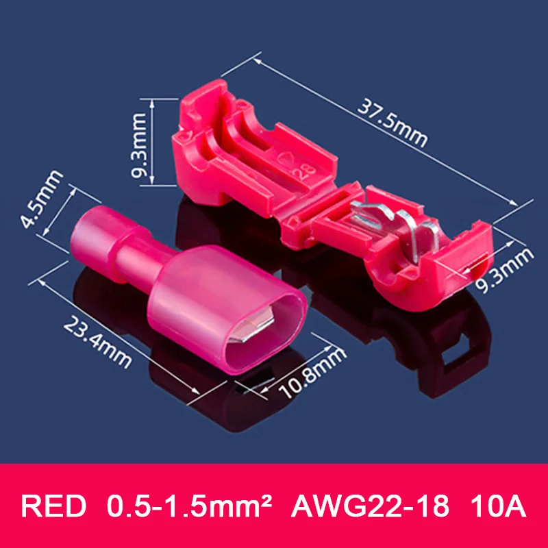 T Tap Type Electrical Connector Fast Wire Terminal Splice and Insulated Male Female for Car Connecting Line