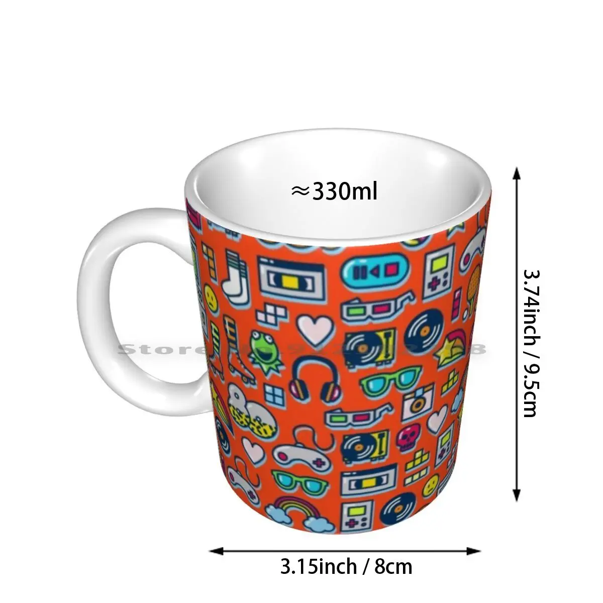 Retro 80's 1980's Vintage Pop Pattern Ceramic Mugs Coffee Cups Milk Tea Mug 80 S 80s Retro 90s Vintage 1980s Cartoon Aesthetic