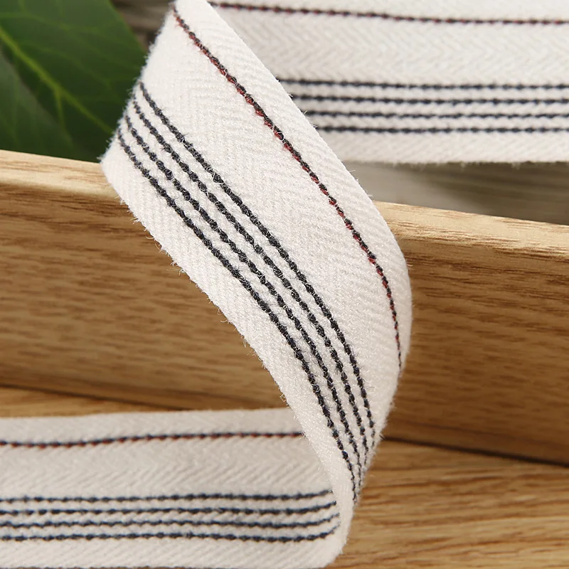 Striped Polyester Ribbon DIY Hair Handicraft Cotton Nylon Tape 38 25 16 10mm 100Yards For Bows Hat Bag Decoration Cloth Trimming