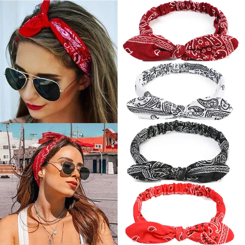 Boho Women Soft Solid Print Headbands New Vintage Cross Knot Elastic Hairbands Turban Bandanas Girls Hair Hands Hair Accessories