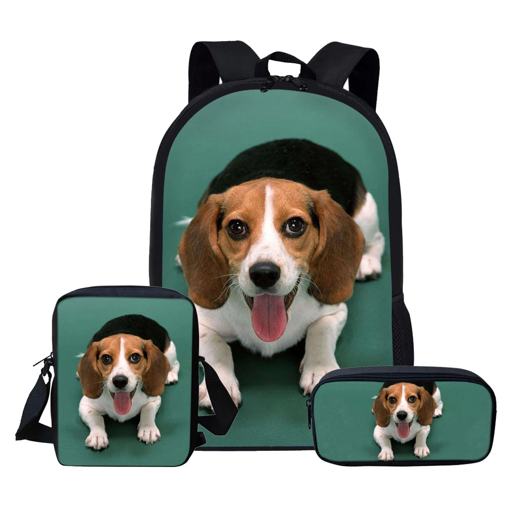 Beagle School Bag Set for Teen Boys Girls Cute Student Kids Schoolbag Children School Backpack Custom Bookbags